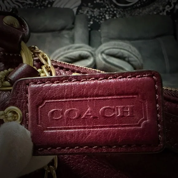 Vintage Y2K Coach tote bag dark red Maroon Leather Satchel with Gold Accents - Picture 12 of 17